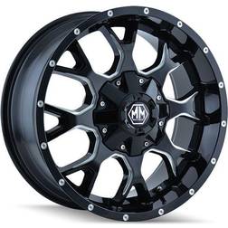 Mayhem Warrior 8015, 22x12 Wheel with 5x5 and 5x5.5 Bolt Pattern Black Milled Spokes