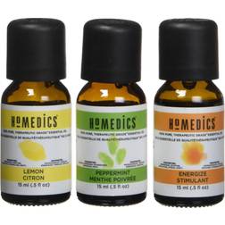 Homedics Relax Sampler Therapeutic-Grade Essential Oil, Lemon, Peppermint & Energize Blend, 0.5 oz. 3/Pack ARMH-EO15AP2