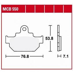 TRW Lucas Bremsbeläge organisch MCB550 76,8x53,8x7,1mm