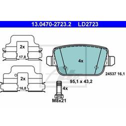 ATE Ceramic 13.0470-2723.2 Juego De Pastillas De Freno Ford: Mondeo 4, Focus 2, S-Max Mk1