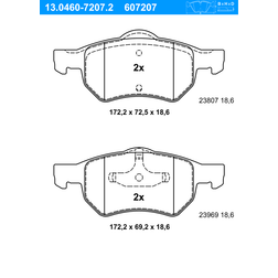 ATE Bremsbelagsatz, Scheibenbremse Vorderachse 13.0460-7207.2