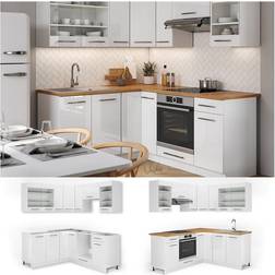 VICCO Cocina esquinera Fame-Line, Blanco, 160 x 60 cm sin encimera