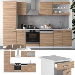 VICCO Mueble de cocina R-Line, Sonoma, 300 cm et Mármol