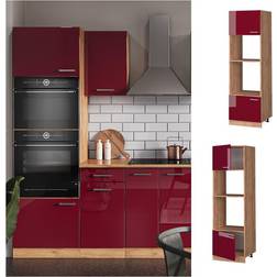 VICCO Mikrowellenumbauschrank Küchenschrank Küchenzeile R-Line 60 cm Goldkraft Bordeaux