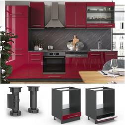 Vicco Meuble de cuisine Fame-Line élément bas, cuisine intégrée Rouge