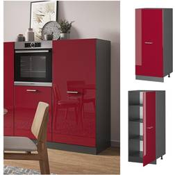 VICCO Backofenumbauschrank Küchenschrank Küchenzeile R-Line 60 cm Anthrazit Bordeaux große Tür