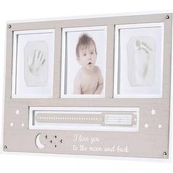 Cangaroo Baby Hand- und Fußabdruckset, Fotorahmen aus Holz, für 2 Abdrücke beige