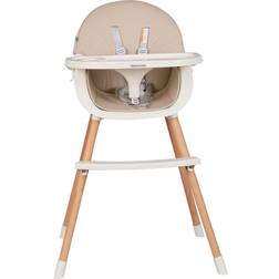 Kikkaboo Kinderhochstuhl Nutri 2 in 1 Holzbeine Fußstütze abnehmbares Tablett beige