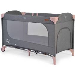 Cangaroo Reisebett Skyglow Laufstall 2 Räder mit Bremsen Matratze Seiteneingang rosa