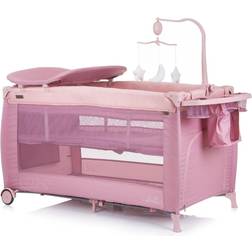 Chipolino Cuna De Viaje Doble Altura Con Cambiador Y Carrusel Bella De Rose Water