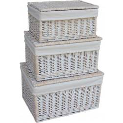 RED HAMPER Large White Wash Steamed Lined Basket