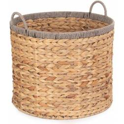 RED HAMPER Large Round Water Hyacinth With Rope Border Basket