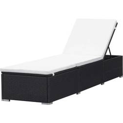 vidaXL Liggestol Med Cremefarvet Hynde Polyrattan Sort