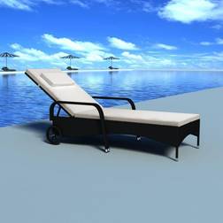 vidaXL Liggestol Med Hjul Polyrattan Sort