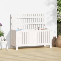 vidaXL Gartentruhe Weiß 108 x 42,5 x 54 cm Massivholz Kiefer