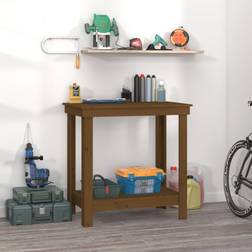 vidaXL Werkbank 80 x 50 x 80 cm Massief Grenenhout Honingbruin