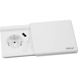 Evoline SQUARE80 1 X STIKKONTAKT 1 X USB HVID ➞ På lager klar til