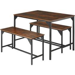 tectake Sitzgruppe Bolton 2 + 1 Industrial Holz Dunkel Juego de Comedor