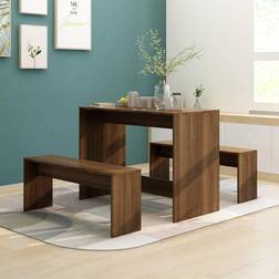 vidaXL 3 pcs Chêne Marron Bois d'ingénierie Ensemble de Salle à Manger