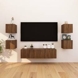 vidaXL Armadietti TV 8 pz Rovere Marrone 30.5x30x30 cm Mobile a Parete