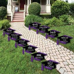 Big Dot of Happiness Purple Graduation Lawn Decorations 10 Piece