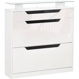 Homcom Cupboard with Slide Out Drawer White Shoe Rack 89x96cm