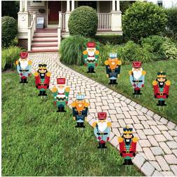 Christmas Nutcracker Lawn Decor Outdoor Holiday Party Yard Decor 10 Piece Red