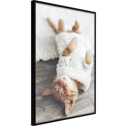 Artgeist Lazy Cat 20 x 30 cm Sort Ramme Plakat