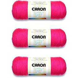 Caron Simply Soft Neon Pink Yarn 3 Pack of 170g