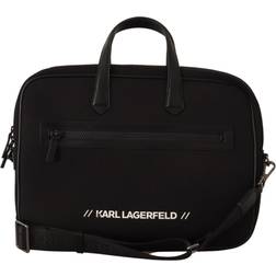 Karl Lagerfeld Black Nylon Laptop Crossbody Bag