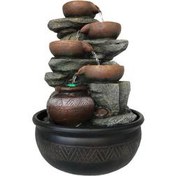 Globo Fontana LED Brunnen Deko Objekt Grau Schwarz Mit Farbwechsler 25 x 40 cm