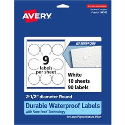 Avery Durable Waterproof Round Labels with Sure