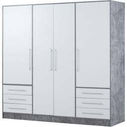 Forte Jupiter Concrete/White Wardrobe 206.5x200cm