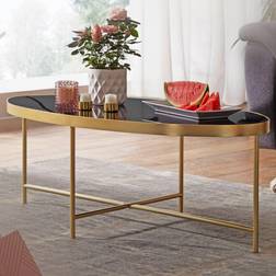 Wohnling Design Couchtisch Glas Schwarz 110 x 56 cm
