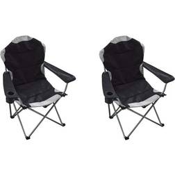 Hy5 Folding Camping Chairs Heavy Duty Padded 2-Chairs - Black