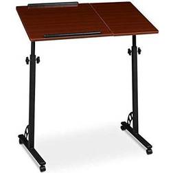 Relaxdays Laptop Table, Large, Height Adjustable, 110 x 80 x 50 cm, Mobile Podium w/ Wheels, Lecturn, Red