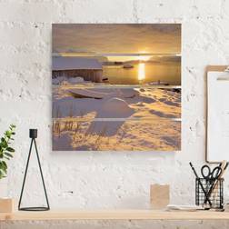 Holzbild Plankenoptik Natur & Landschaft Quadrat Bootshaus