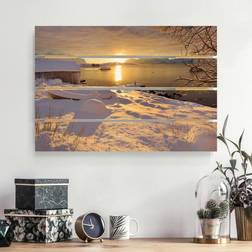 Holzbild Plankenoptik Natur & Landschaft Querformat Bootshaus