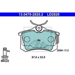 ATE Bremsbelagsatz, Scheibenbremse Hinterachse 13.0470-2820.2