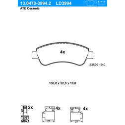 ATE Bremsbelagsatz, Scheibenbremse Vorderachse 13.0470-3994.2
