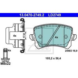 ATE Ceramic 13.0470-2749.2 Jeu de Plaquettes de Frein Audi: Q3, A6 C6 Allroad, A4 B7 Avant