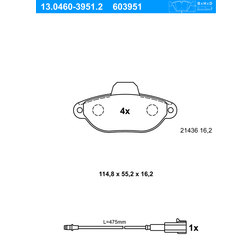 ATE Bremsbelagsatz Scheibenbremse Artikel 13.0460-3951.2