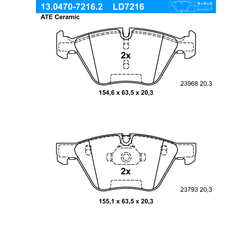 ATE Ceramic 13.0470-7216.2 Juego De Pastillas De Freno BMW 3 Touring