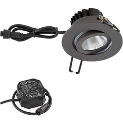EVN PC65 Udendørs Indbygningslampe Rund 3000K Antracit Spotlight