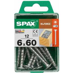 Spax Lot De 12 Vis Acier Tête Fraisée Bombée Torx Diam.6 mm x L.60 mm