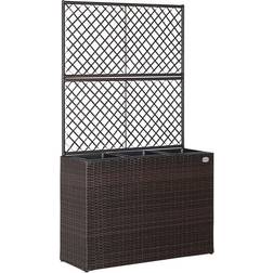 Casaria Jardinière En Polyrotin Avec Treillis 146 x 83 x 30.5 cm - Marron