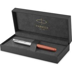 Parker Sonnet Füller Metal & Orange Lackierung mit Palladium-Zierteilen Füllfederhalter mit feiner Feder aus Edelstahl Geschenkbox