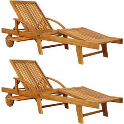 Casaria - Set de 2 Chaises longues Tami Sun en bois d'acacia 200 cm