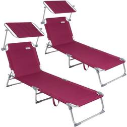 Casaria Sdraio Da Giardino Ibiza Set 2x Rosso Rubino