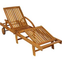 Casaria Chaise Longue Tami Sun En Bois D'Acacia 200 cm Transat Avec Roues Dossier Et Repose Pieds Réglable